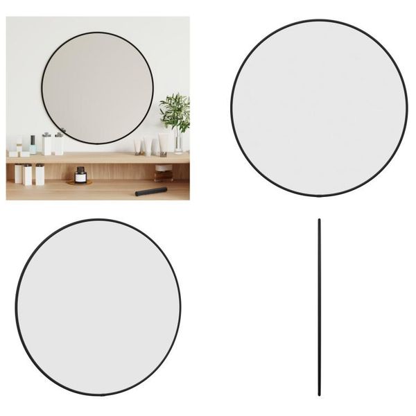 Vidaxl Specchio Da Parete Nero Ø 50 Cm Rotondo - Specchio Da Parete - Specchio Per Il Trucco - Specchio Da Decorazione - Specchio Per Cosmetici-image