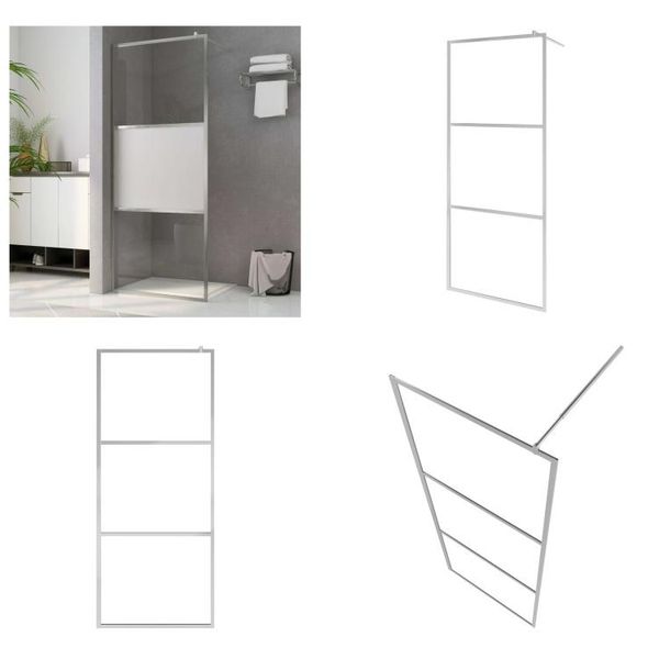 Vidaxl Schermo Doccia Per Cabina Doccia Vetro Semi-Opaco Esg 80X195Cm - Schermo Doccia - Schermi Doccia - Cabina Doccia - Docce Walk-In-image