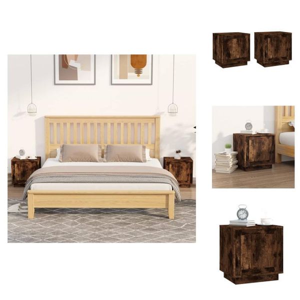 Vidaxl Comodini 2 Pz. Rovere Fumé 44X35X45 Cm Materiale A Base Di Legno - Comodini-image