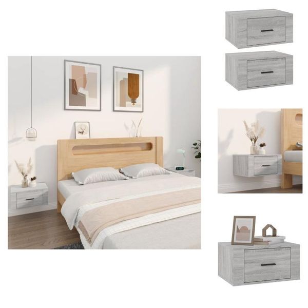 Vidaxl Comodini Da Parete 2 Pz. Grigio Sonoma 50X36X25 Cm - Comodini-image