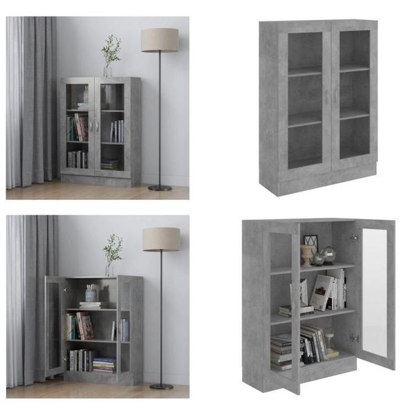 Vidaxl Vetrina Grigio Cemento 82,5X30,5X115 Cm Materiale A Base Di Legno - Vetrina - Vetrine - Libreria - Librerie-image