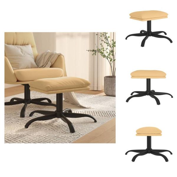 Vidaxl Sgabello Crema 60X60X36 Cm In Tessuto Microfibra - Sgabello Imbottito-image