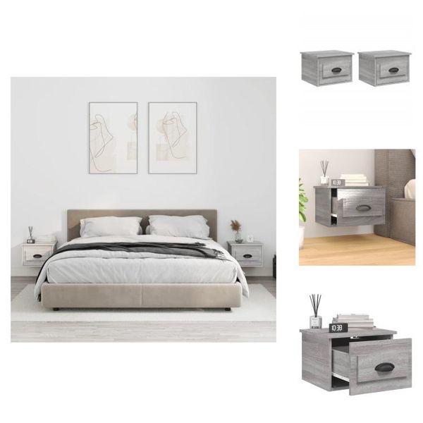 Vidaxl Comodini Da Parete 2 Pz. Grigio Sonoma 41,5X36X28 Cm - Comodini-image