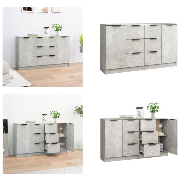 Vidaxl Credenze 2 Pz. Grigio Cemento 60X30X70 Cm Materiale A Base Di Legno - Credenza - Credenze - Mobile - Mobile Credenza-image