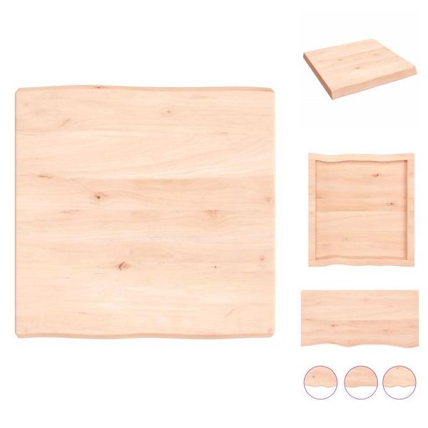 Vidaxl Piano Da Tavolo 60X60X(2-6) Cm In Legno Massiccio Non Trattato Con Bordo Ad Albero - Piani Da Tavolo-image
