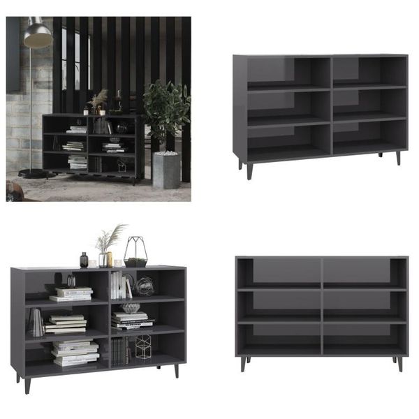 Vidaxl Credenza Grigio Lucido 103,5X35X70 Cm In Legno - Credenza - Credenze - Armadi - Credenze-image