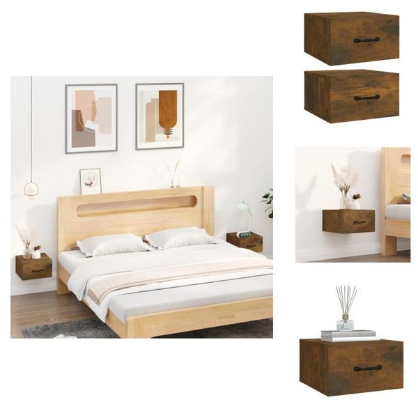 Vidaxl Comodini Da Parete 2 Pz. Rovere Fumé 35X35X20 Cm - Comodini-image