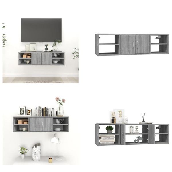Vidaxl Scaffale A Muro Grigio Sonoma 102X30X29 Cm Materiale A Base Di Legno - Scaffale A Muro - Mensole A Muro - Scaffale A Muro - Scaffale Galleggiante-image