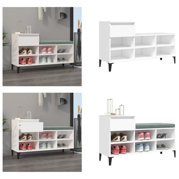 Vidaxl Scarpiera Bianca 102X36X60 Cm In Legno - Scarpiera - Ripiani Per Scarpe - Armadietto Per Scarpe - Magazzino Per Scarpe-image