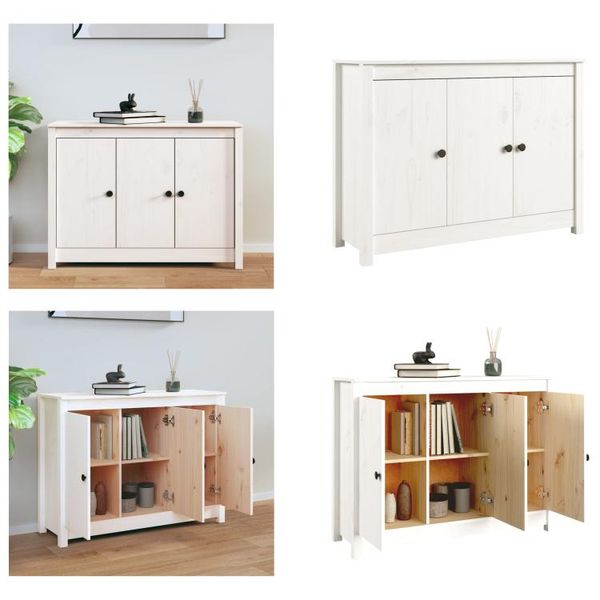 Vidaxl Credenza Bianca 100X35X74 Cm In Pino Massiccio - Credenza - Credenza - Armadio - Armadio Portaoggetti-image