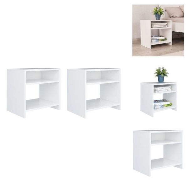 Vidaxl Comodini 2 Pz. Bianco 40X30X40 Cm Materiale A Base Di Legno - Comodini-image