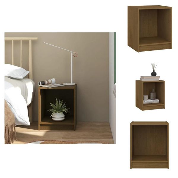 Vidaxl Comodino Marrone Miele 35,5X33,5X41,5 Cm In Legno Di Pino Massiccio - Comodini-image