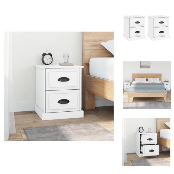 Vidaxl Comodini 2 Pz. Bianco 39X39X47,5 Cm Materiale A Base Di Legno - Comodini-image