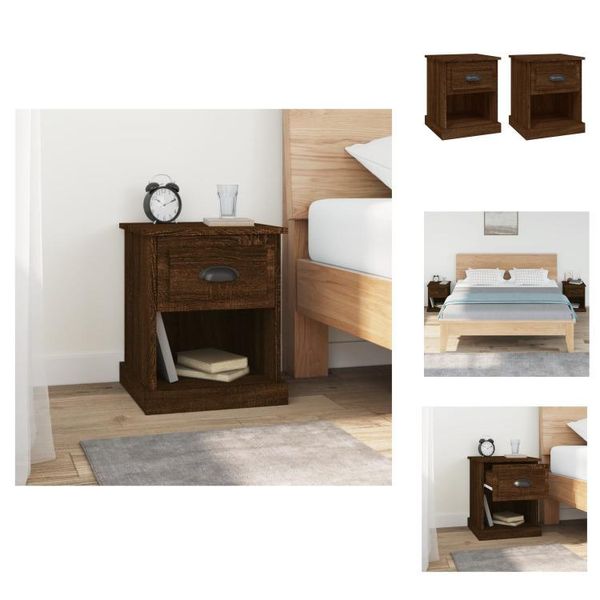 Vidaxl Comodini 2 Pz. Rovere Marrone 39X39X47,5 Cm Materiale A Base Di Legno - Comodini-image