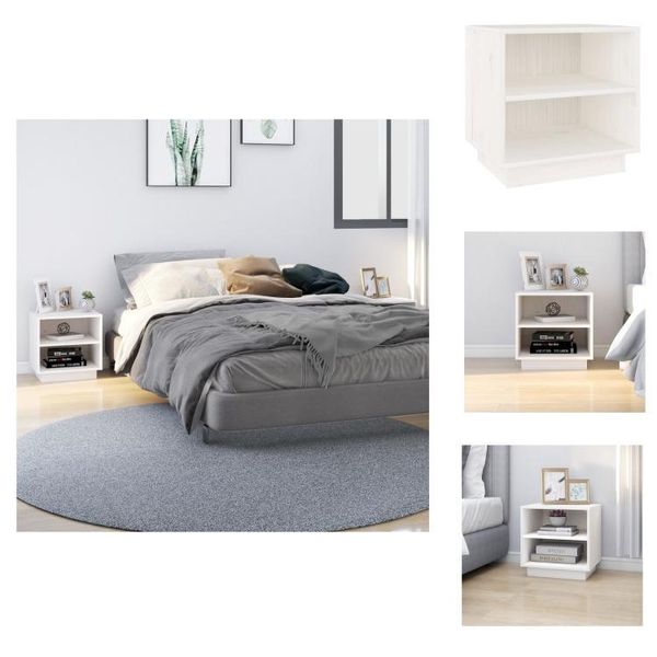 Vidaxl Comodini 2 Pz. Bianco 40X34X40 Cm Pino Massiccio - Comodini-image