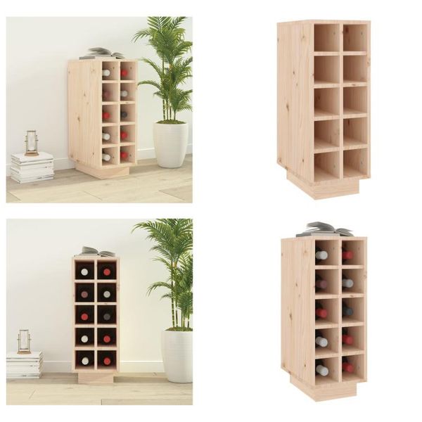Vidaxl Scaffale Per Vino 23X34X61 Cm In Legno Di Pino Massiccio - Scaffale Per Vino - Scaffale Per Vino - Armadio Per Vino - Armadio Per Alcolici-image