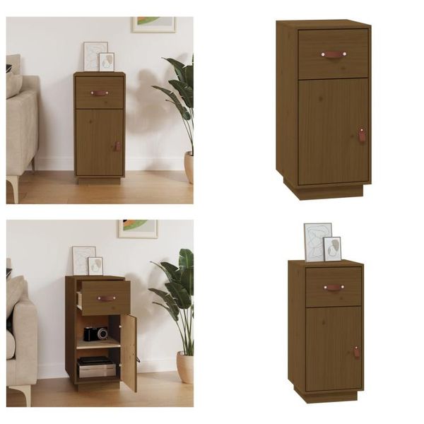 Vidaxl Credenza Marrone Miele 34X40X75 Cm In Pino Massiccio - Credenza - Credenze - Armadio - Armadio Portaoggetti-image
