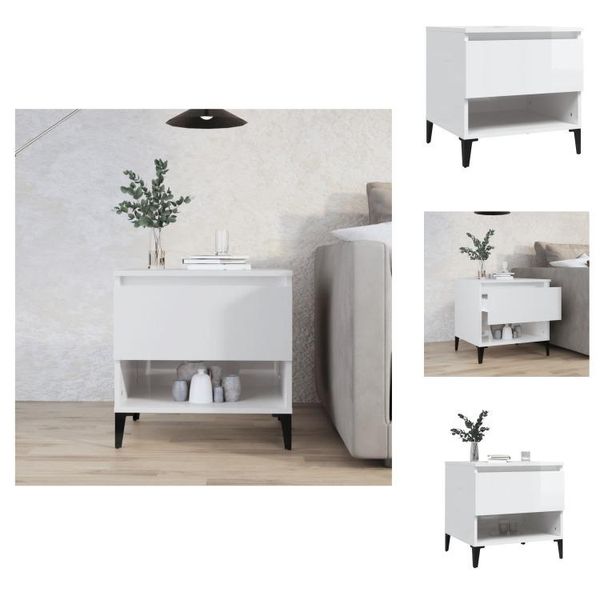 Vidaxl Tavolino Bianco Lucido 50X46X50 Cm Materiale A Base Di Legno - Tavolini-image