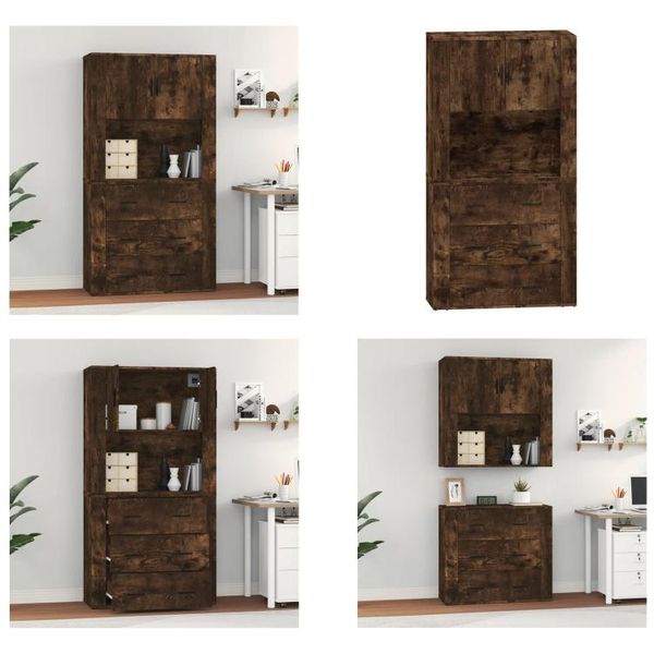 Vidaxl Credenza In Rovere Affumicato - Credenza - Credenze - Credenza - Cassettiera-image