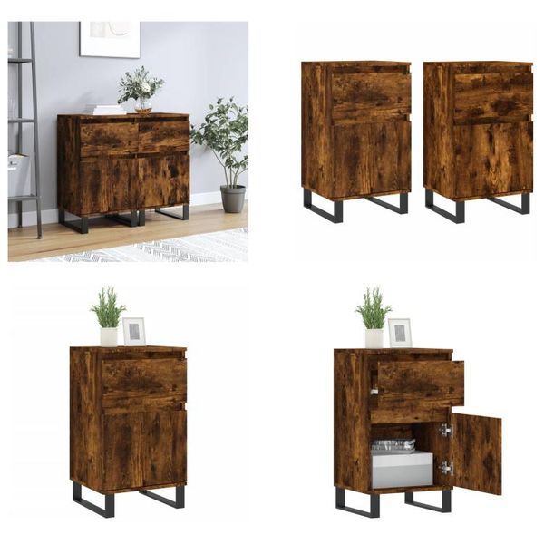 Vidaxl Credenze 2 Pz. Rovere Affumicato 40X35X70 Cm Materiale A Base Di Legno - Credenza - Credenze - Cassettiera - Credenza-image