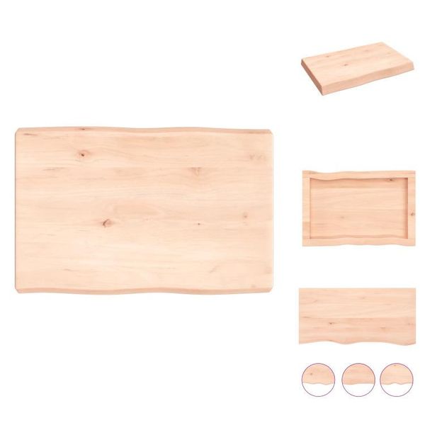 Vidaxl Piano Da Tavolo 60X40X(2-6) Cm In Legno Massiccio Non Trattato Con Bordo Ad Albero - Piani Da Tavolo-image