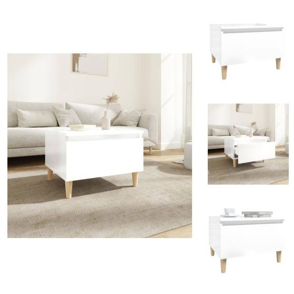 Vidaxl Tavolino Bianco Lucido 50X46X35 Cm Materiale A Base Di Legno - Tavolini-image