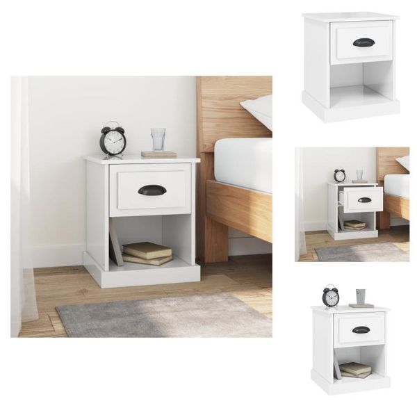 Vidaxl Comodino Bianco Lucido 39X39X47,5 Cm Materiale Legno - Comodini-image
