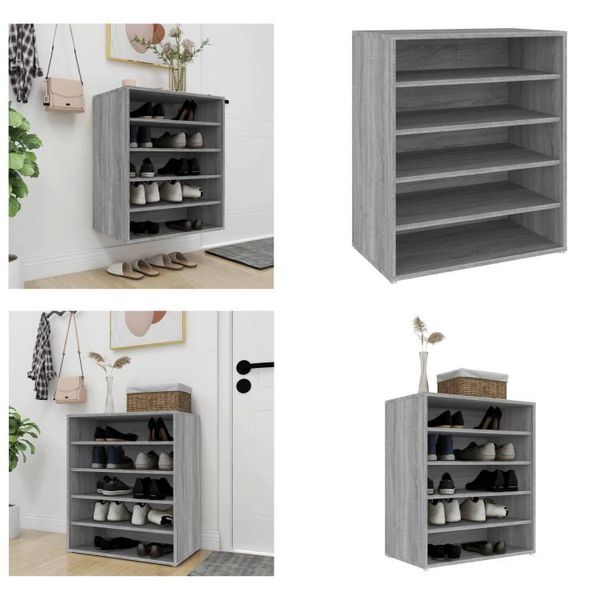 Vidaxl Scarpiera Grigio Sonoma 60X35X70 Cm Materiale A Base Di Legno - Scarpiera - Ripiani Per Scarpe - Armadietto Per Scarpe - Armadietto Per Scarpe-image