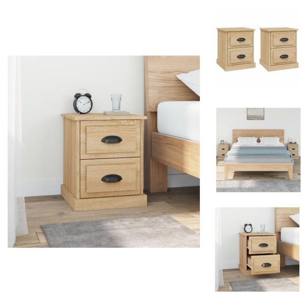 Vidaxl Comodini 2 Pezzi Rovere Sonoma 39X39X47,5 Cm Materiale A Base Di Legno - Comodini-image