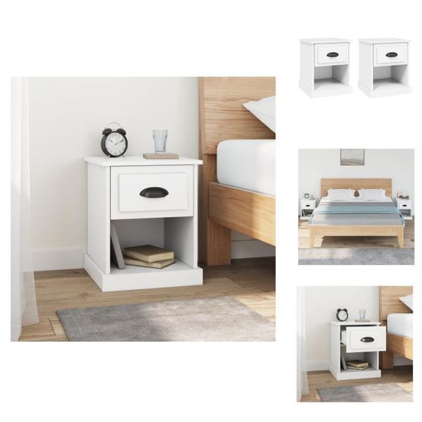 Vidaxl Comodini 2 Pz. Bianco 39X39X47,5 Cm Materiale A Base Di Legno - Comodini-image