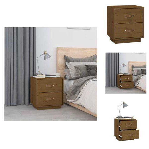 Vidaxl Comodino Marrone Miele 40X34X45 Cm In Legno Di Pino Massiccio - Comodini-image