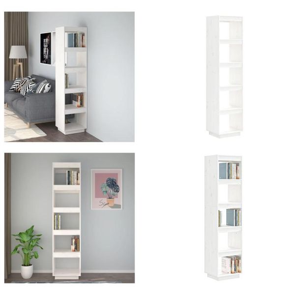 Vidaxl Libreria/Divisorio Bianco 40X35X167 Cm In Pino Massiccio - Libreria - Librerie - Libreria In Legno - Divisorio Per Ambienti-image