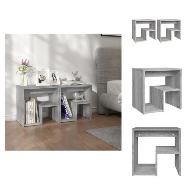 Vidaxl Comodini 2 Pz. Grigio Sonoma 40X30X40 Cm Materiale A Base Di Legno - Comodini-image