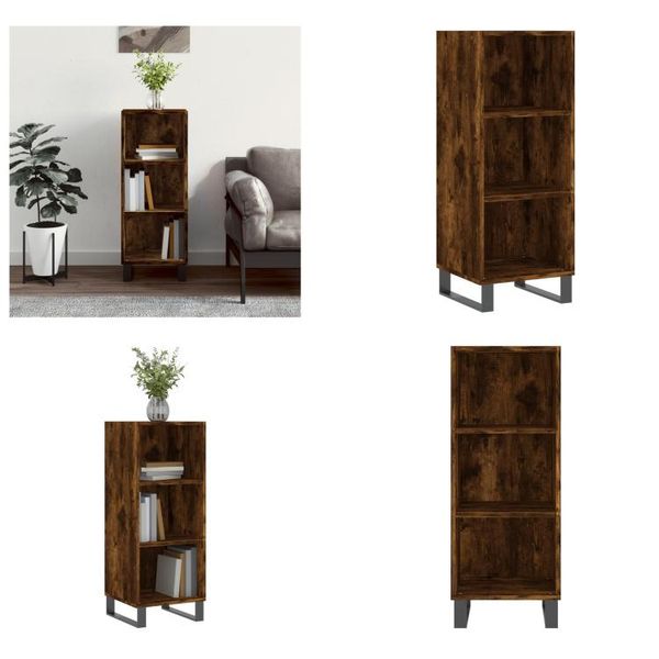 Vidaxl Credenza In Rovere Fumé 34,5X32,5X90 Cm In Legno - Credenza - Credenze - Armadio - Armadio Portaoggetti-image