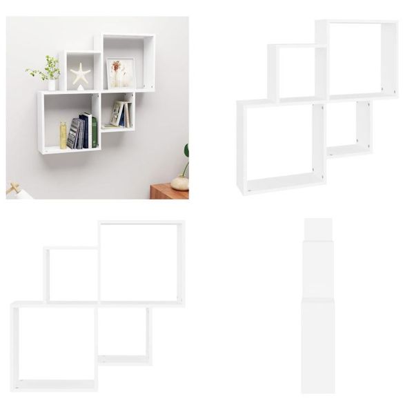 Vidaxl Scaffale A Cubo Bianco 80X15X78,5 Cm In Legno - Scaffale A Cubo - Scaffale A Cubo - Scaffale A Cubo Da Parete - Scaffale A Cubo Da Parete-image