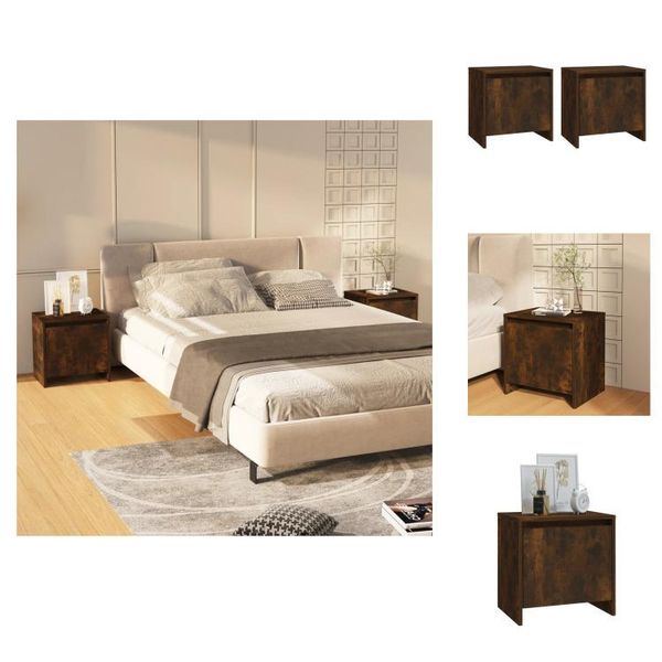 Vidaxl Comodini 2 Pz. Rovere Fumé 45X34X44,5 Cm Materiale A Base Di Legno - Comodini-image