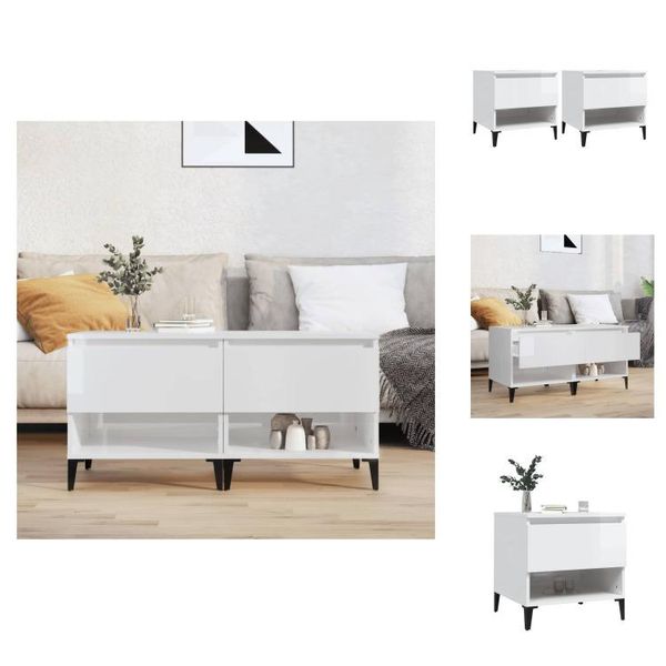 Vidaxl Tavolini 2 Pz. Bianco Lucido 50X46X50 Cm Materiale A Base Di Legno - Tavolini-image