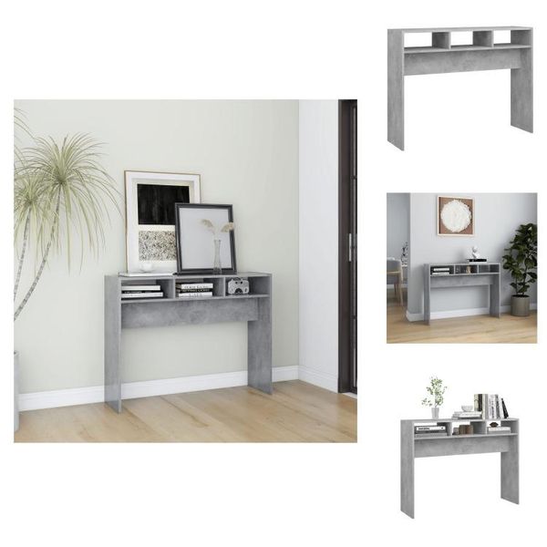 Vidaxl Consolle Grigio Cemento 105X30X80 Cm Materiale A Base Di Legno - Tavolini-image