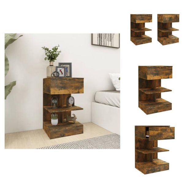 Vidaxl Comodini 2 Pz. Rovere Fumé 40X35X65 Cm Materiale A Base Di Legno - Comodini-image