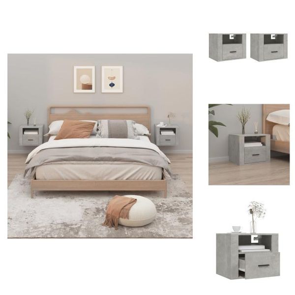 Vidaxl Comodini Da Parete 2 Pz. Grigio Cemento 50X36X40 Cm - Comodini-image
