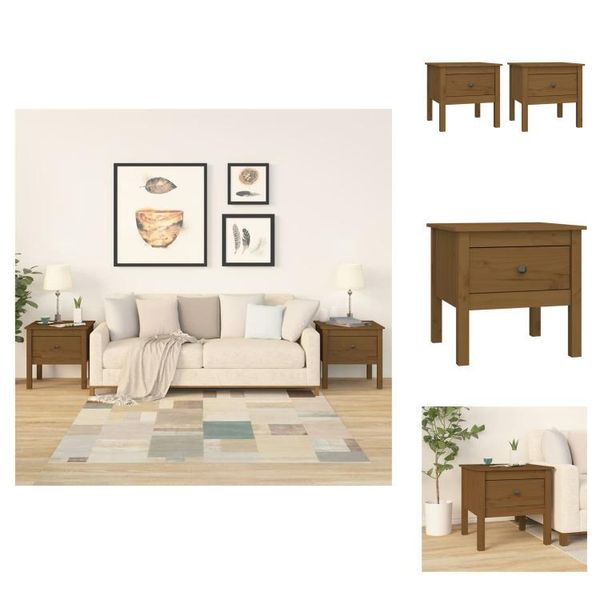 Vidaxl Tavolini 2 Pz. Marrone Miele 50X50X49 Cm In Legno Di Pino Massiccio - Tavolini-image