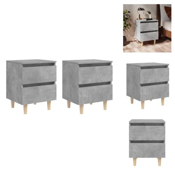 Vidaxl Comodini 2 Pezzi Con Gambe In Legno Di Pino Grigio Cemento 40X35X50 Cm - Comodini-image