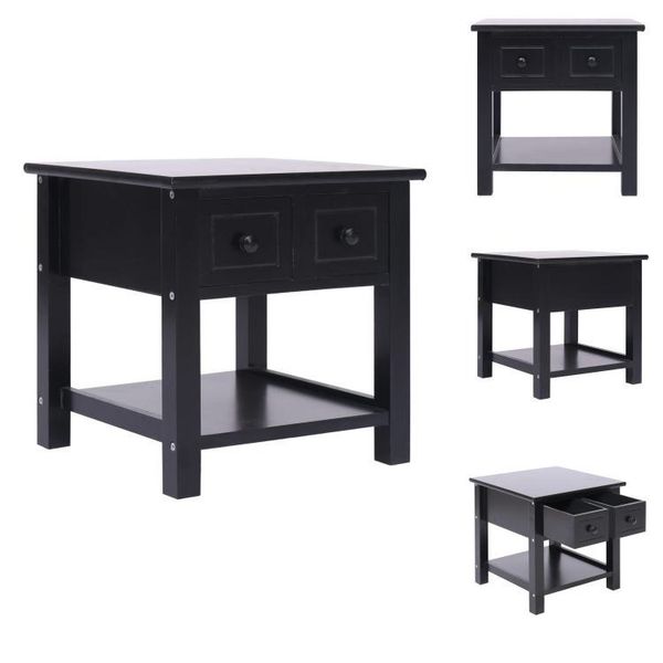 Vidaxl Tavolino Nero 40X40X40 Cm In Legno Di Paulownia - Tavolini-image