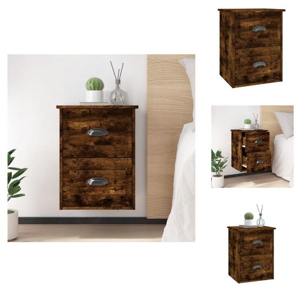 Vidaxl Comodino Da Parete In Rovere Fumé 41,5X36X53 Cm - Comodini-image