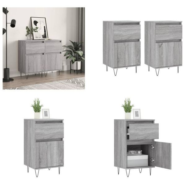 Vidaxl Credenze 2 Pz. Grigio Sonoma 40X35X70 Cm In Legno Ingegnerizzato - Credenza - Credenze - Cassettiera - Credenza-image