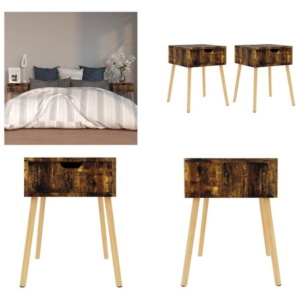 Vidaxl Comodini 2 Pz. Rovere Fumé 40X40X56 Cm Materiale A Base Di Legno - Comodino - Comodini - Mobile Da Letto - Comodini-image