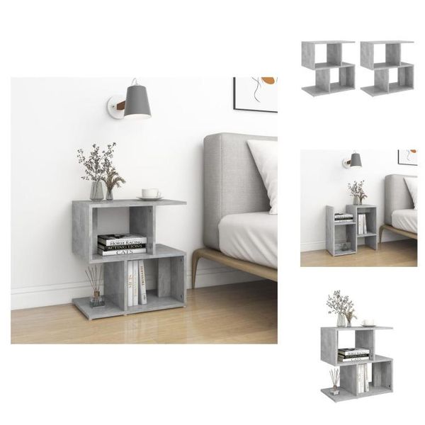 Vidaxl Comodini 2 Pz. Grigio Cemento 50X30X51,5 Cm Materiale A Base Di Legno - Comodini-image