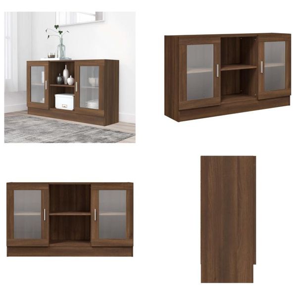 Vidaxl Vetrina In Rovere Marrone 120X30,5X70 Cm Materiale A Base Di Legno - Vetrina - Vetrinetta - Vetrina - Credenza-image