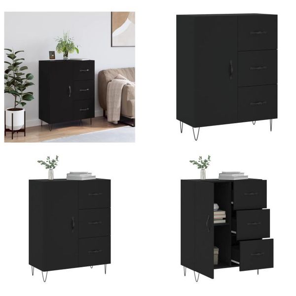 Vidaxl Credenza Nera 69,5X34X90 Cm Materiale A Base Di Legno - Credenza - Credenze - Armadio - Credenza-image