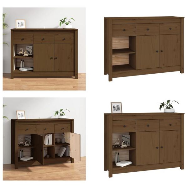 Vidaxl Credenza Marrone Miele 100X35X74 Cm Pino Massiccio - Credenza - Credenze - Cassettiere - Cassettoni-image